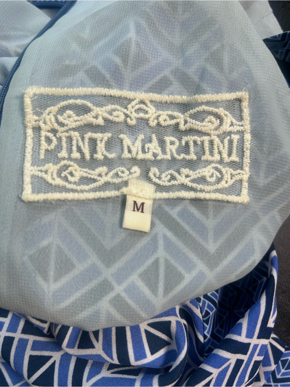 Pink Martini Halter Dress Blue
Geometric Print Size M Lined Summer Shift - Picture 9 of 12